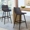 Lot de 2 tabourets de bar en velours gris foncé