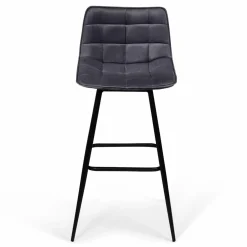 Lot de 2 tabourets de bar en velours gris foncé
