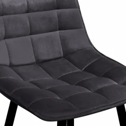 Lot de 2 tabourets de bar en velours gris foncé