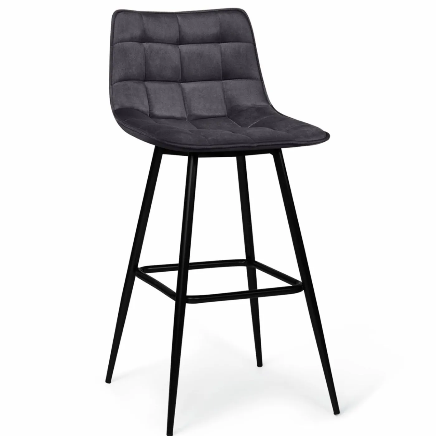 Lot de 2 tabourets de bar en velours gris foncé