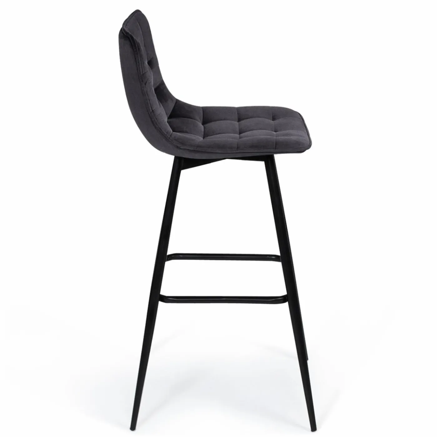 Lot de 2 tabourets de bar en velours gris foncé