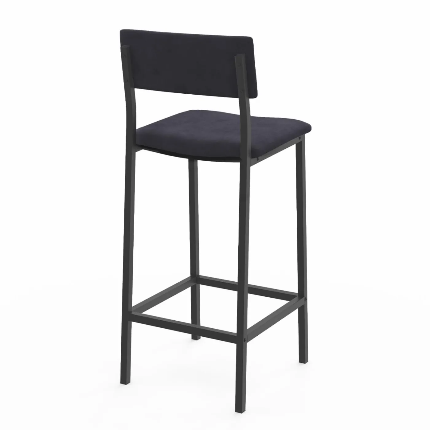 Lot de 4 tabourets de bar en velours et métal mix color : bleu, gris et jaune