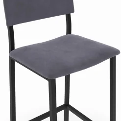 Lot de 4 tabourets de bar en velours et métal mix color : bleu, gris et jaune