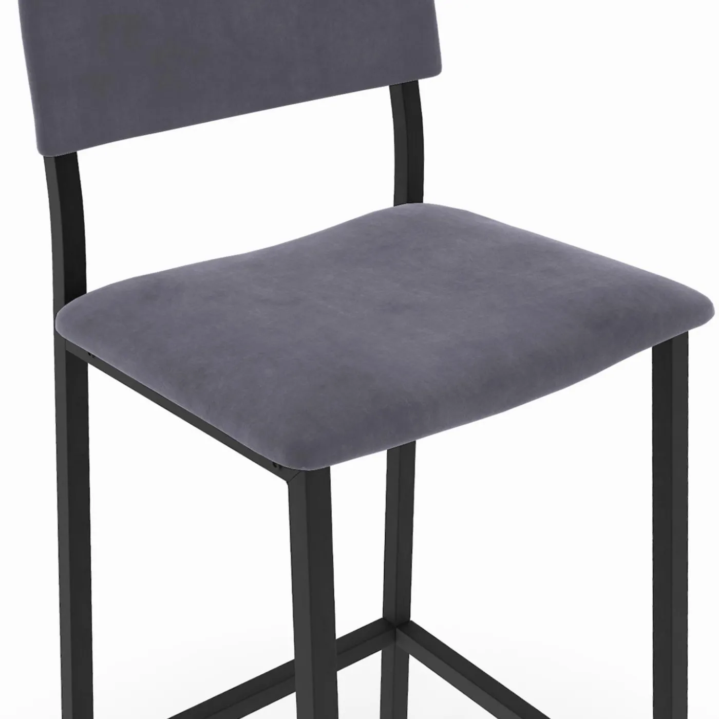 Lot de 4 tabourets de bar en velours et métal mix color : bleu, gris et jaune