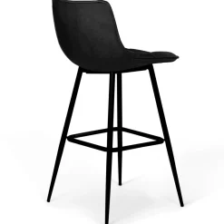 Lot de 6 tabourets de bar en velours noir