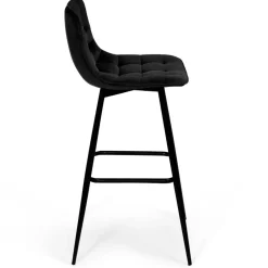 Lot de 6 tabourets de bar en velours noir
