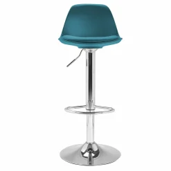 Lot de 4 tabourets de bar bleu canard réglables pied métal