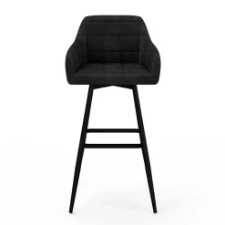 Lot de 4 tabourets de bar en velours noir avec accoudoirs
