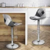 Lot de 2 tabourets de bar design pied chromé assise patchwork noir, gris et blanc
