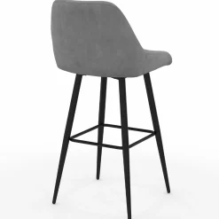 Lot de 4 tabourets de bar en velours mix color : bleu, gris et jaune