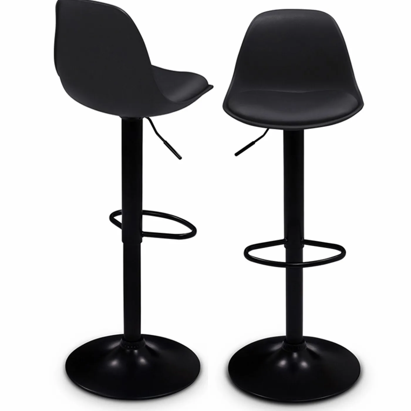 Lot de 2 tabourets de bar noir réglables