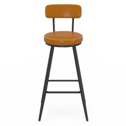 Lot de 4 tabourets de bar effet cuir marron et pieds métal