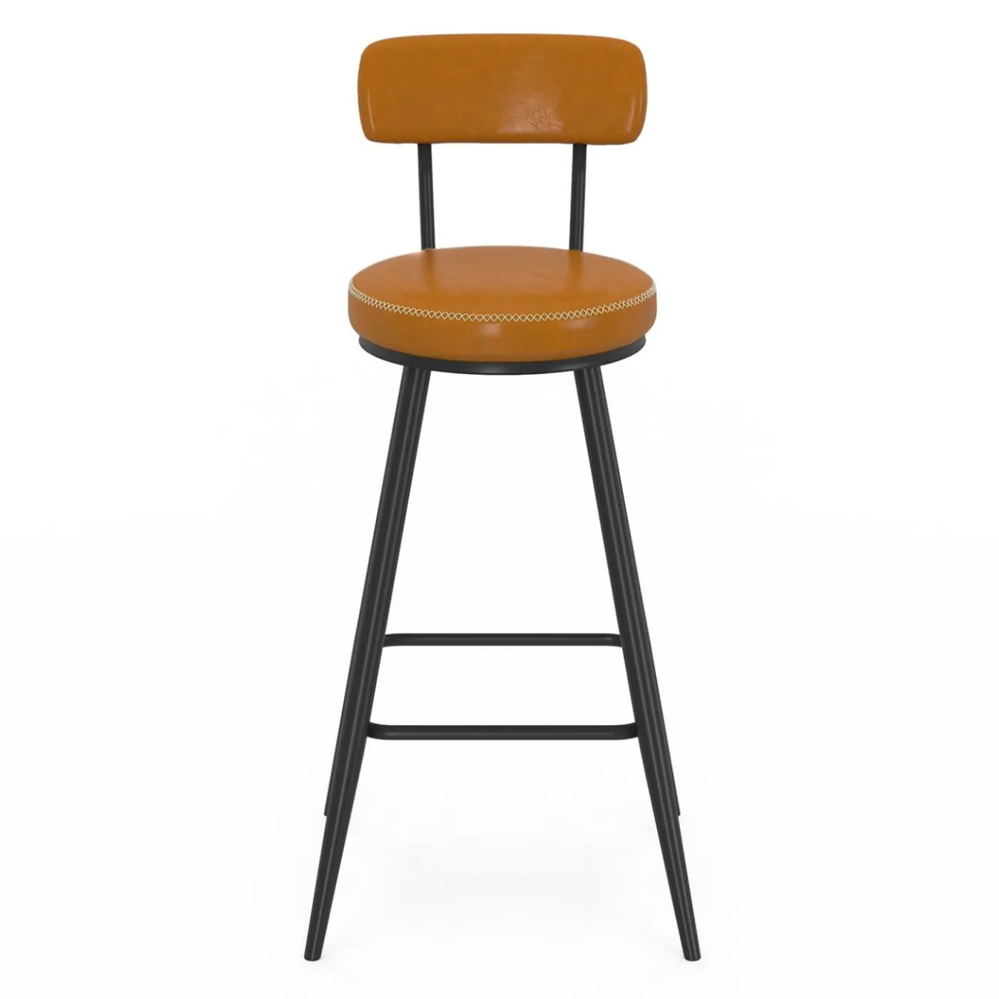 Lot de 4 tabourets de bar effet cuir marron et pieds métal