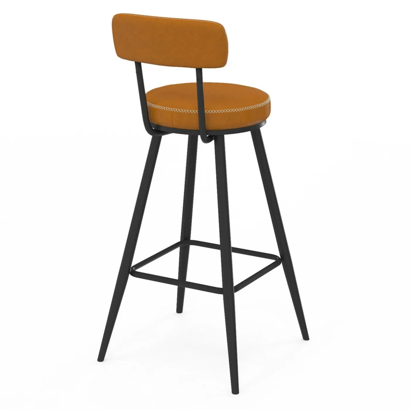 Lot de 4 tabourets de bar effet cuir marron et pieds métal