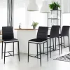 Lot de 4 tabourets de bar en PVC noir avec bande blanche