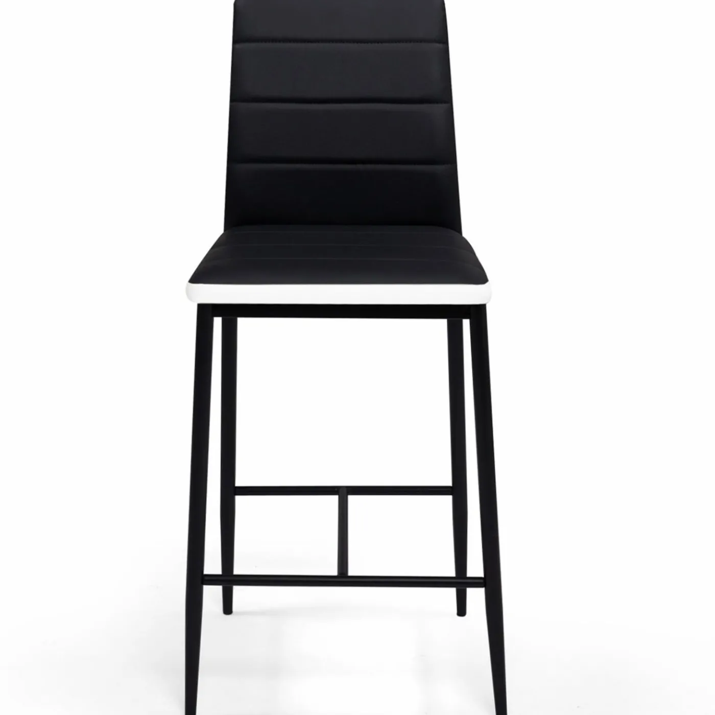 Lot de 4 tabourets de bar en PVC noir avec bande blanche