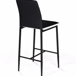Lot de 4 tabourets de bar en PVC noir avec bande blanche
