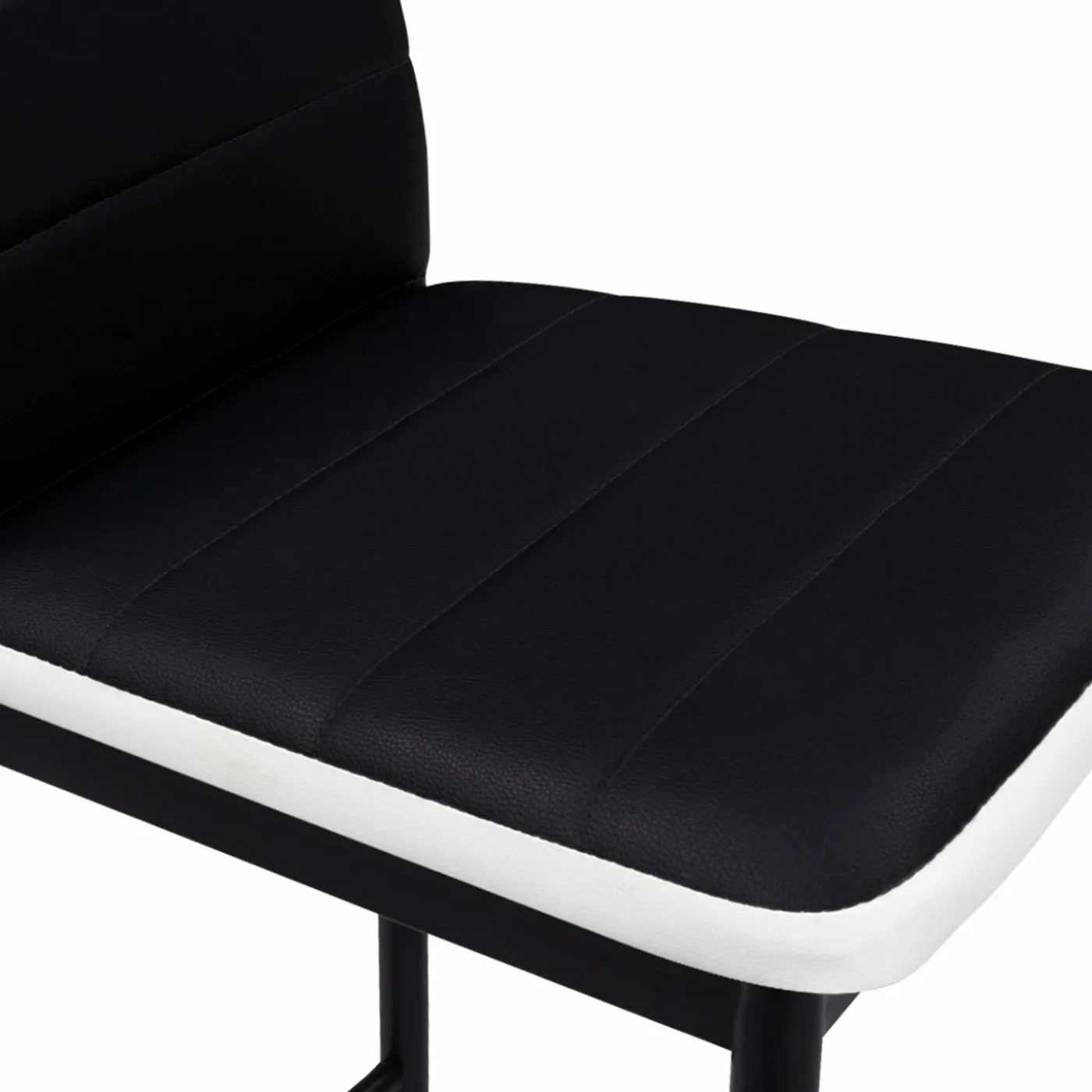 Lot de 4 tabourets de bar en PVC noir avec bande blanche