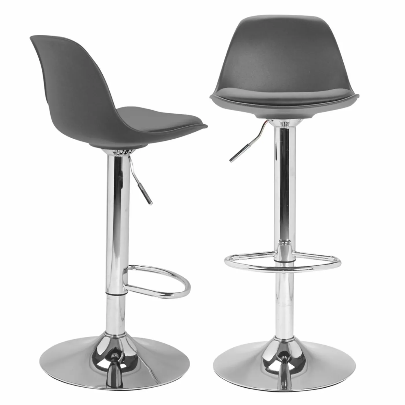 Lot de 2 tabourets de bar Karl design gris