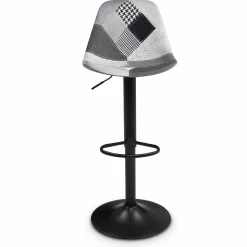 Lot de 4 tabourets de bar design patchworks noir, gris et blanc