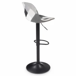 Lot de 4 tabourets de bar design patchworks noir, gris et blanc