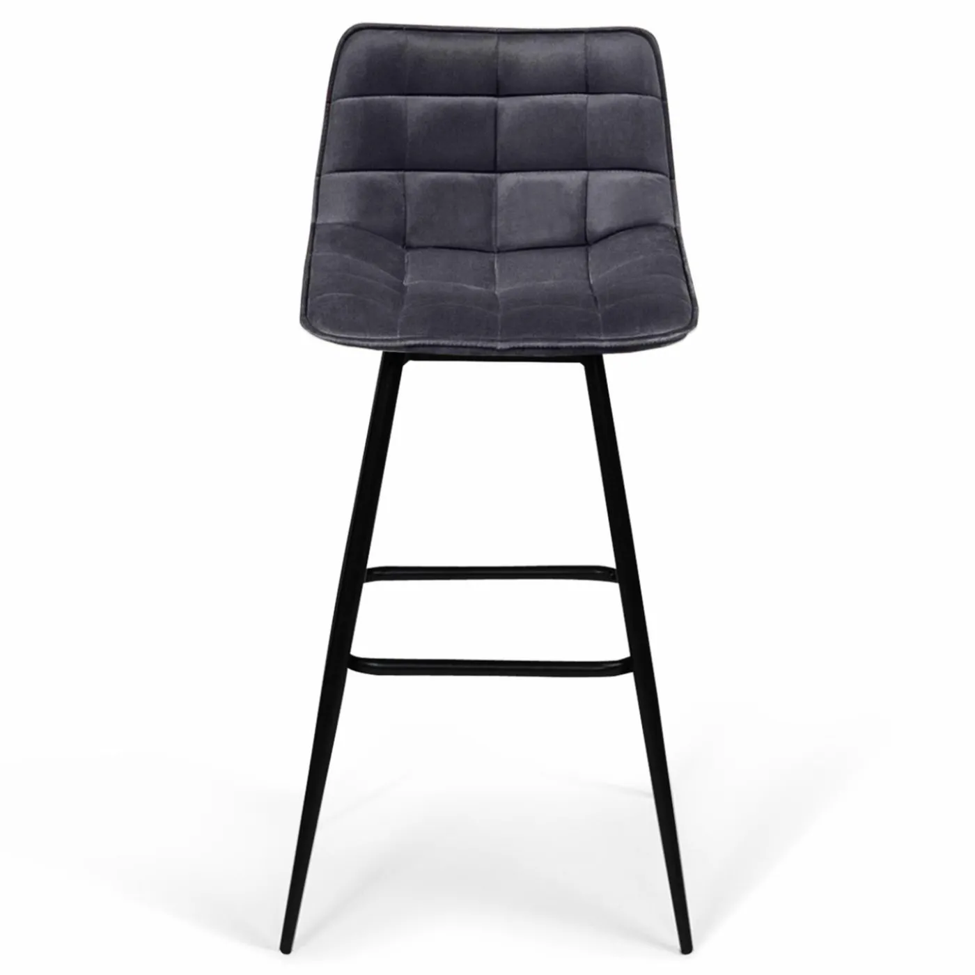 Lot de 4 tabourets en velours gris matelassé