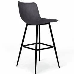 Lot de 4 tabourets en velours gris matelassé