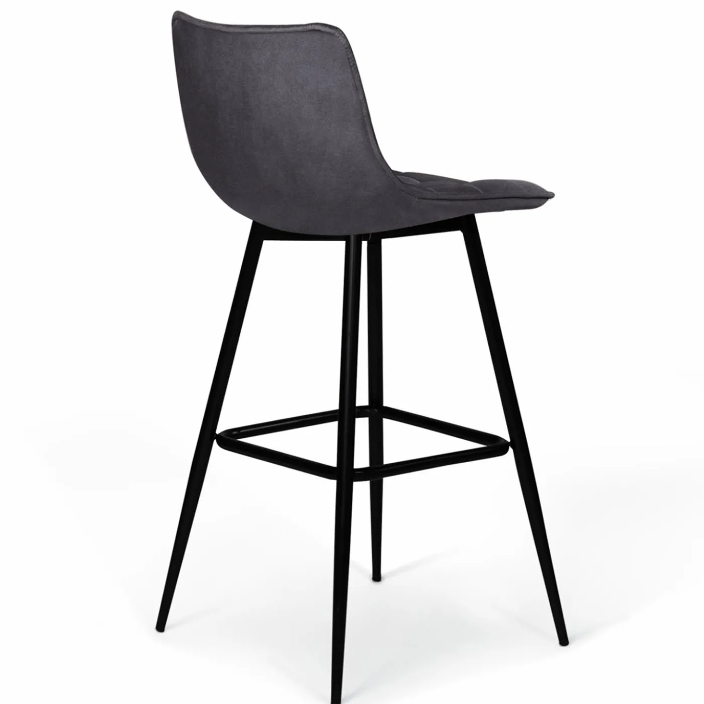 Lot de 4 tabourets en velours gris matelassé
