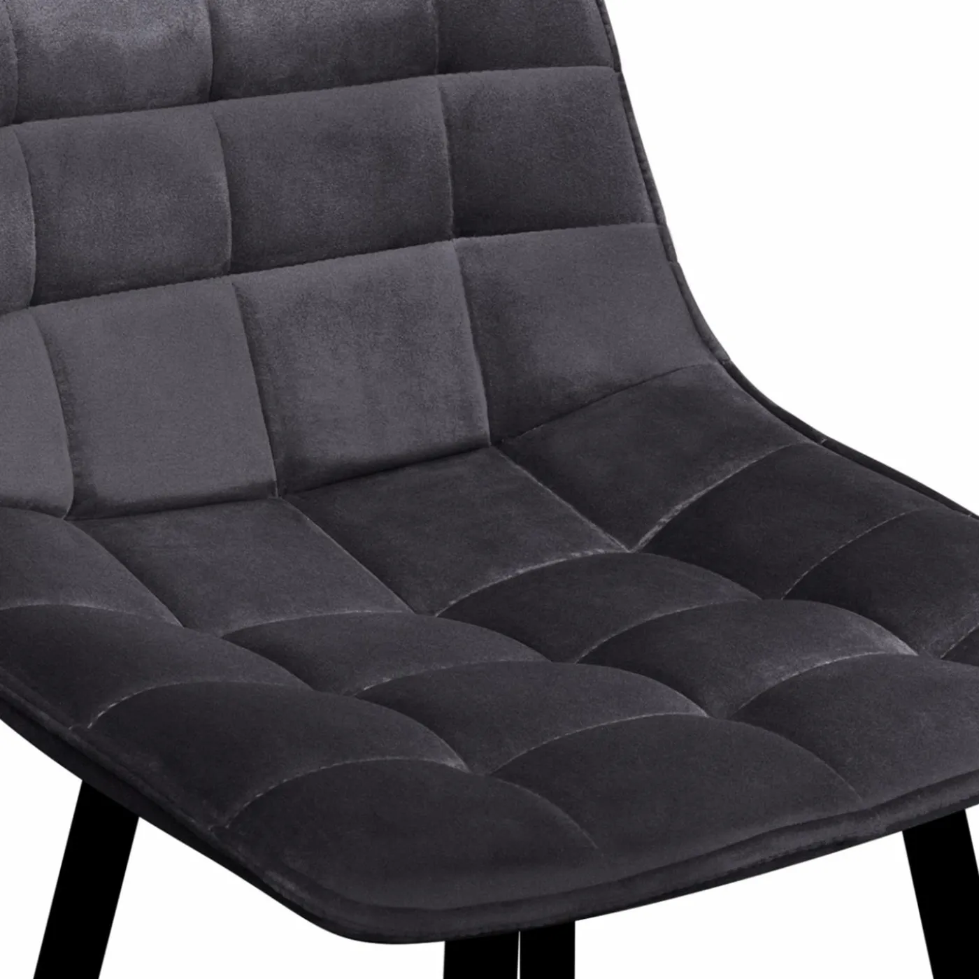 Lot de 4 tabourets en velours gris matelassé