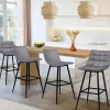 Lot de 4 tabourets gris clair en velours matelassé