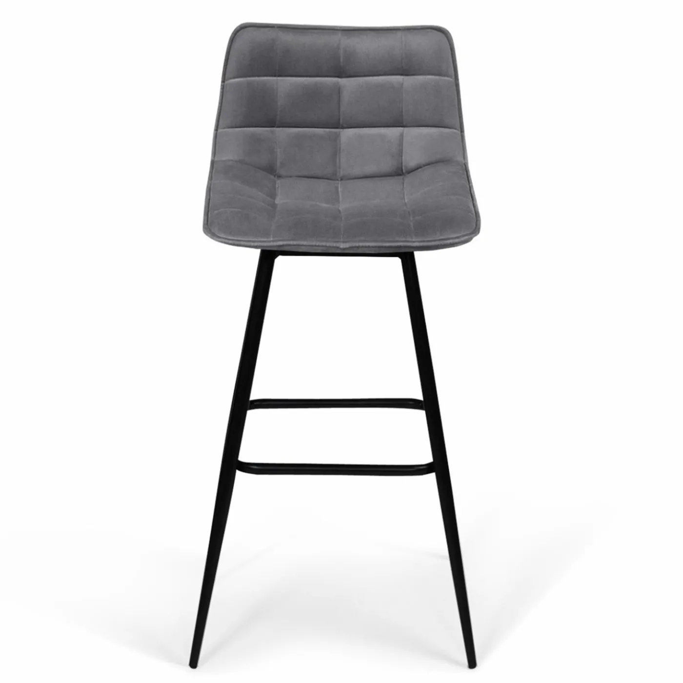 Lot de 4 tabourets gris clair en velours matelassé
