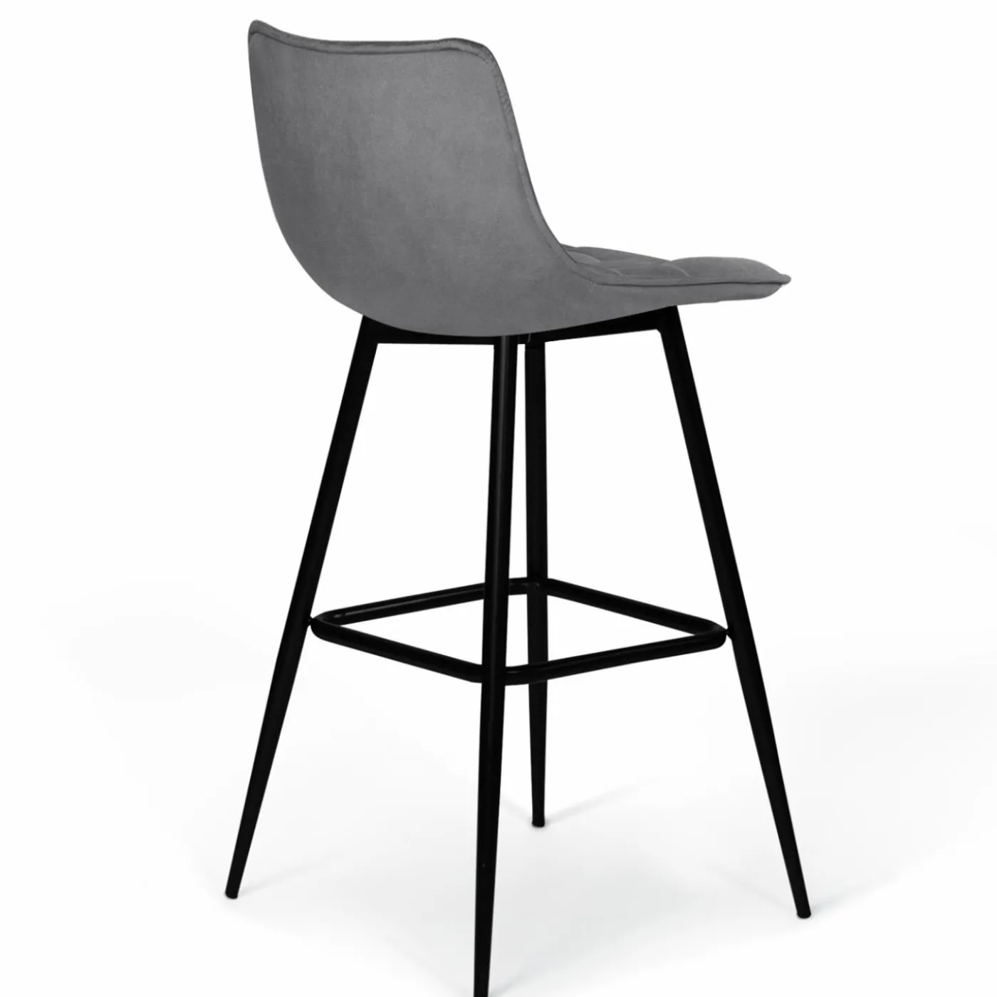 Lot de 4 tabourets gris clair en velours matelassé