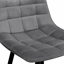 Lot de 4 tabourets gris clair en velours matelassé