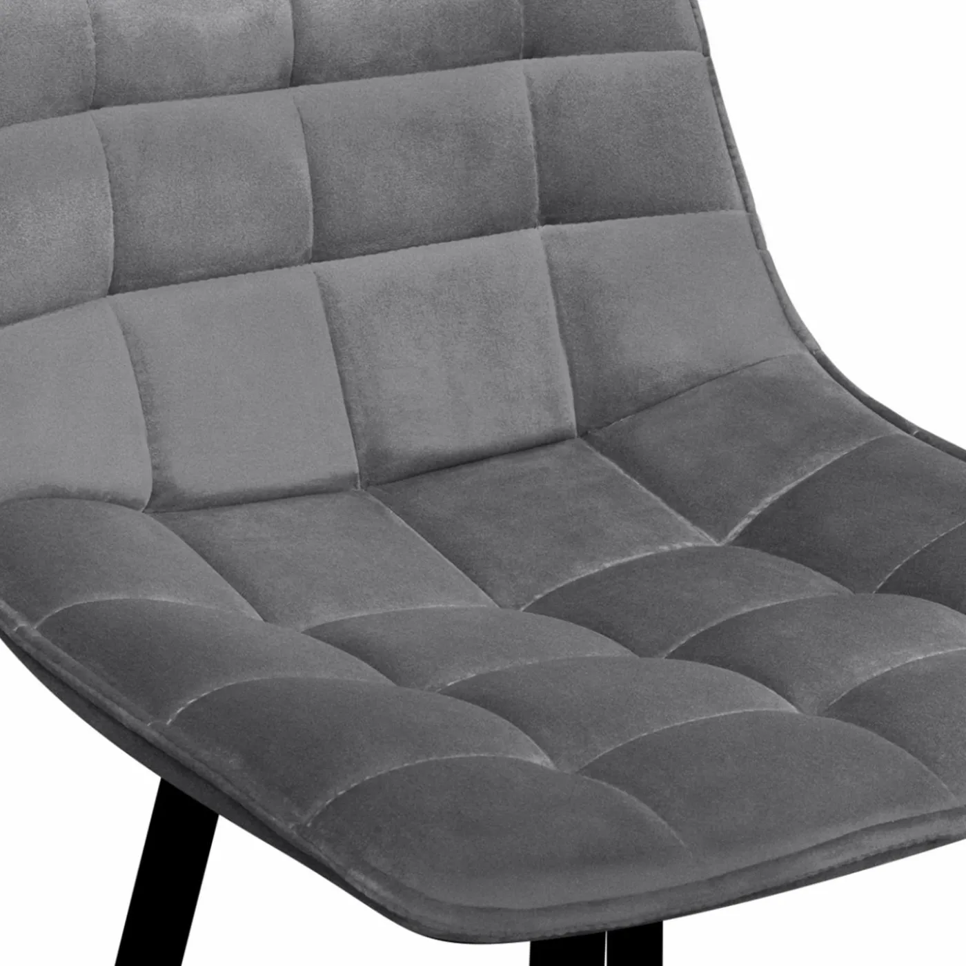 Lot de 4 tabourets gris clair en velours matelassé
