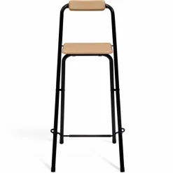 Lot de 4 tabourets hauts pliants industriels noir et bois