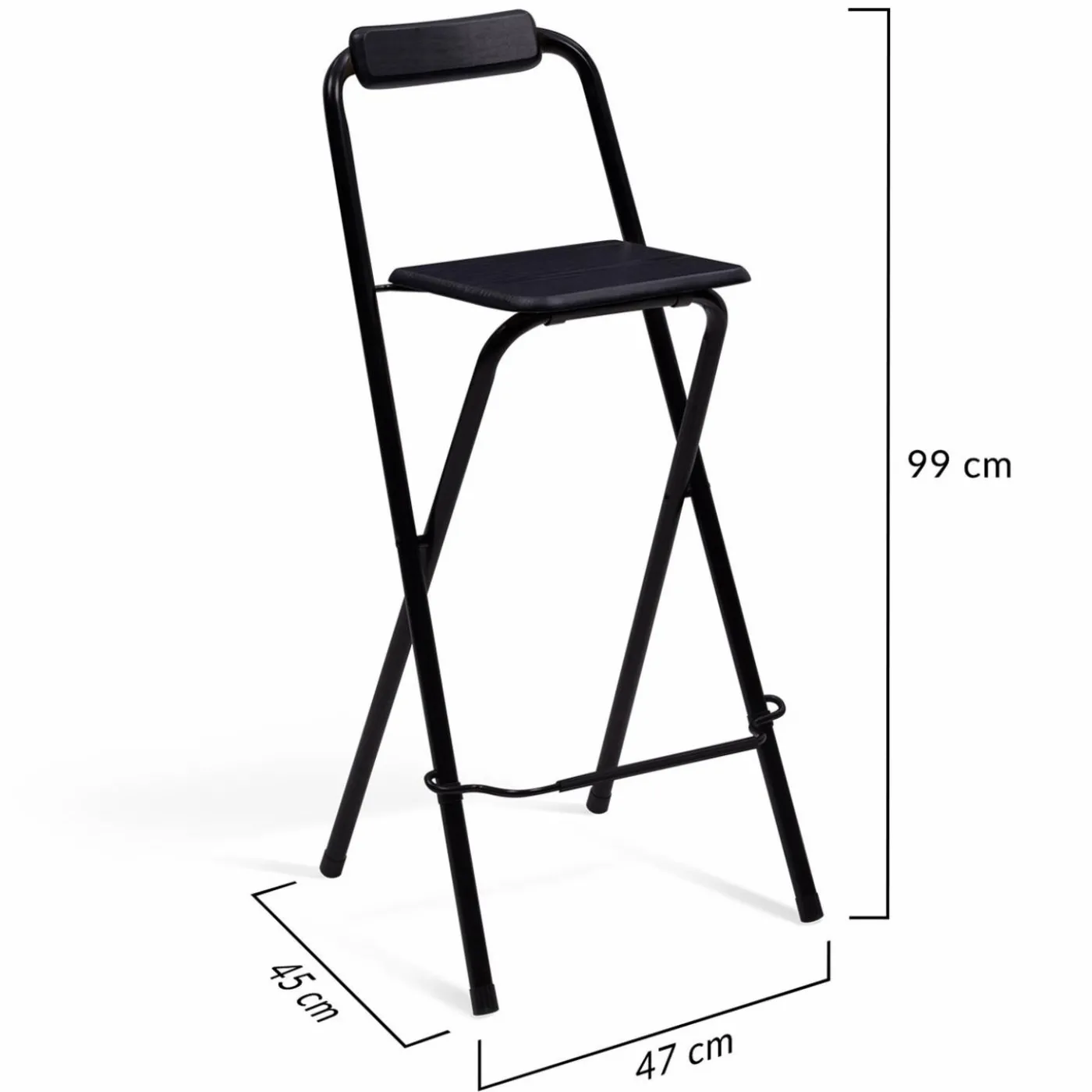 Lot de 4 tabourets hauts pliants noirs