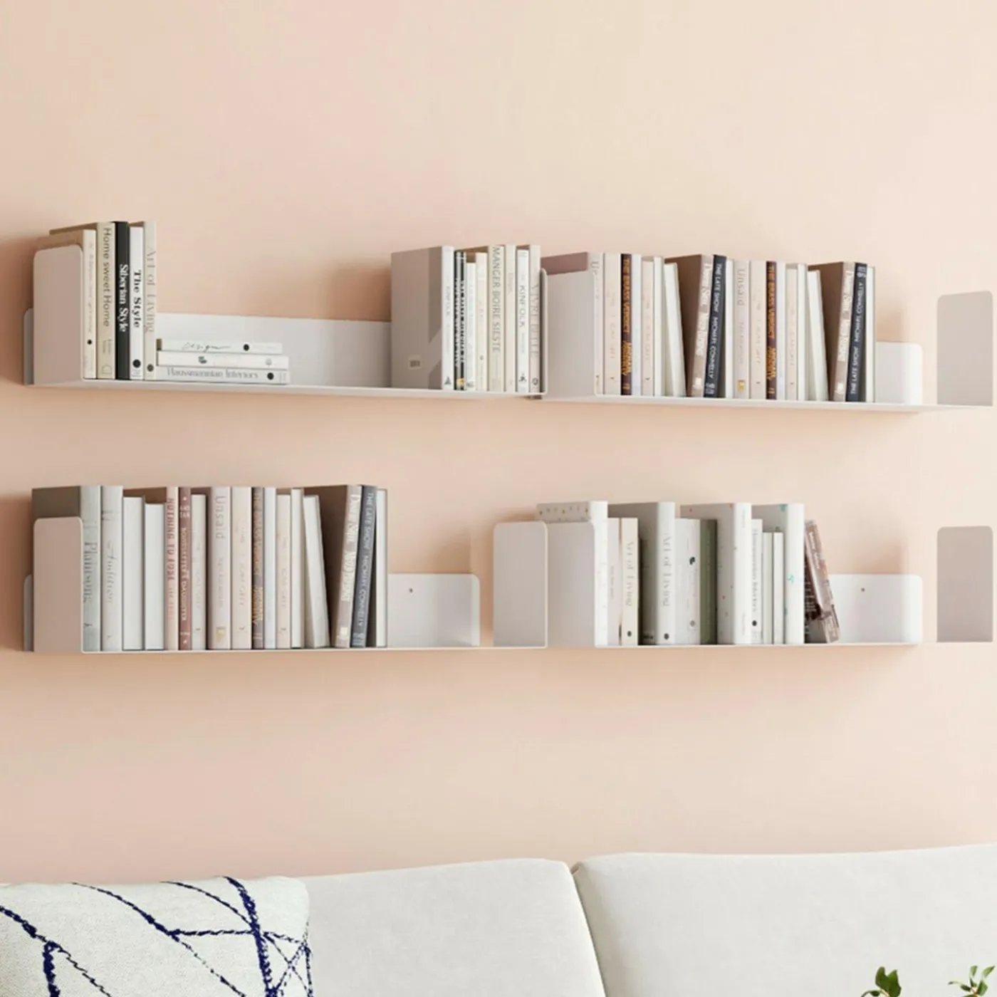 Lot de 4 étagères blanches 60x15 cm pour livres