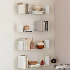 Lot de 4 étagères blanches 60x15 cm pour livres