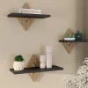 Lot de 3 étagères murales couleur hêtre et noir