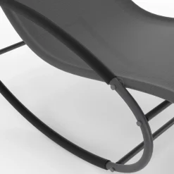 Lot de 2 transats de jardin à bascule gris en acier et avec une toile grise
