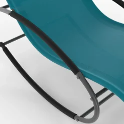 Lot de 2 transats de jardin à bascule gris anthracite et toile bleu canard