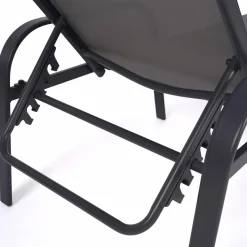 Lot de 2 transats inclinables pour jardin en acier gris et toile grise