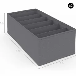 Lot de boites de rangement organisateur de dressing gris anthracite