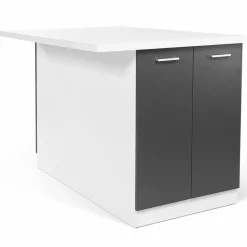 Îlot de cuisine blanc et gris 120 cm