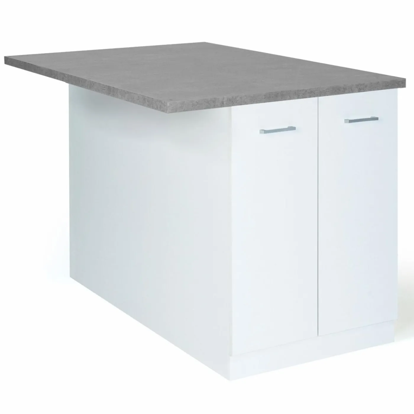 Îlot de cuisine blanc et plateau façon béton