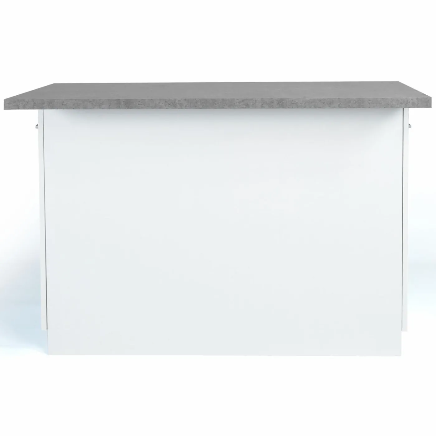 Îlot de cuisine blanc et plateau façon béton