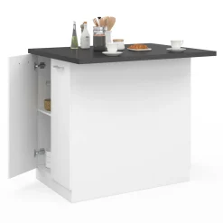 Îlot de cuisine blanc et plateau gris anthracite