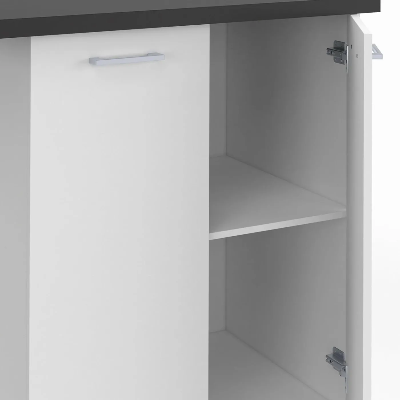 Îlot de cuisine blanc et plateau gris anthracite