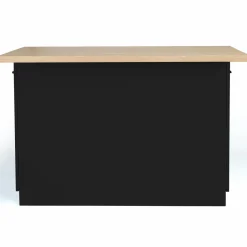 Îlot de cuisine noir et plateau façon hêtre 120 cm