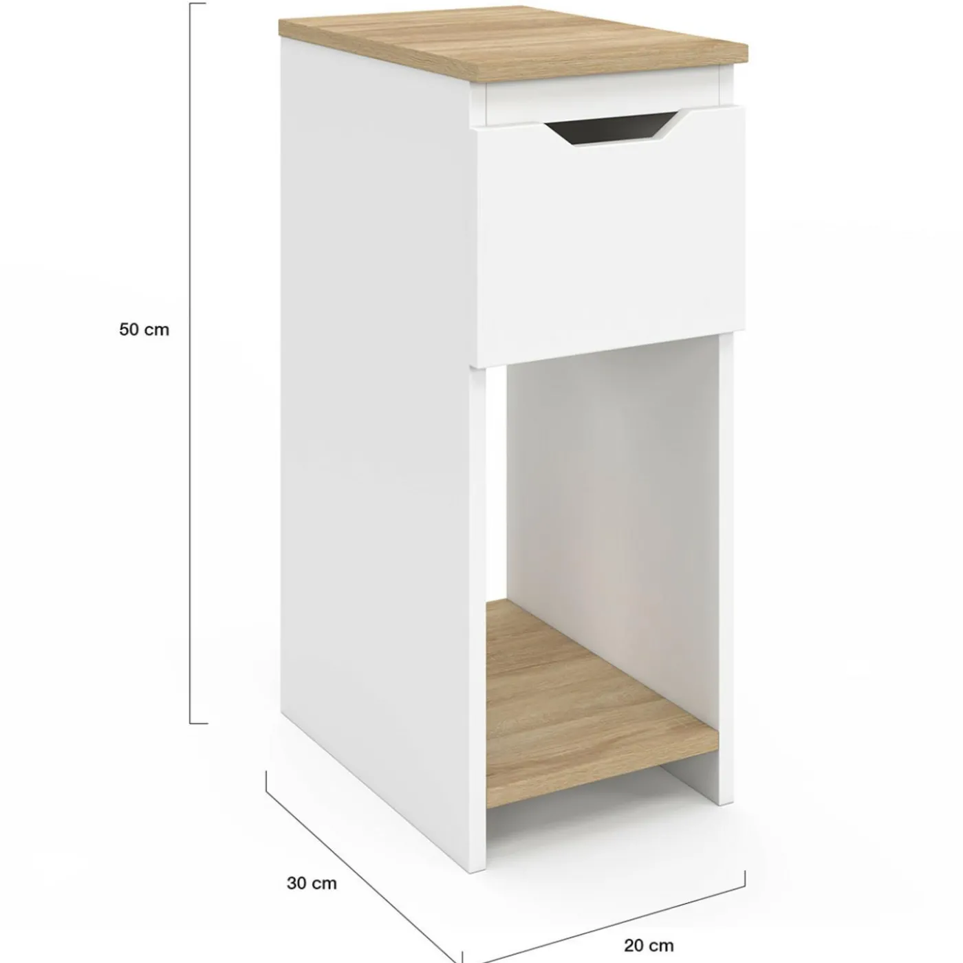 Lot de tables de chevet blanc et bois